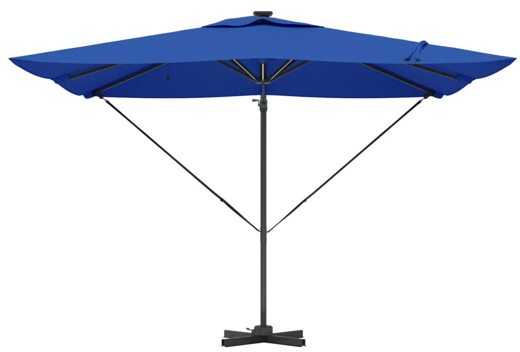 Cantilever Roma Napernyő LED lámpákkal, azúrkék – 286 x 285 x 270 cm, alumínium.