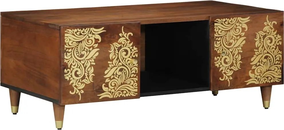 vidaXL Dohányzóasztal Méz barna 100 x 54 x 40 cm Tömör Mangófát