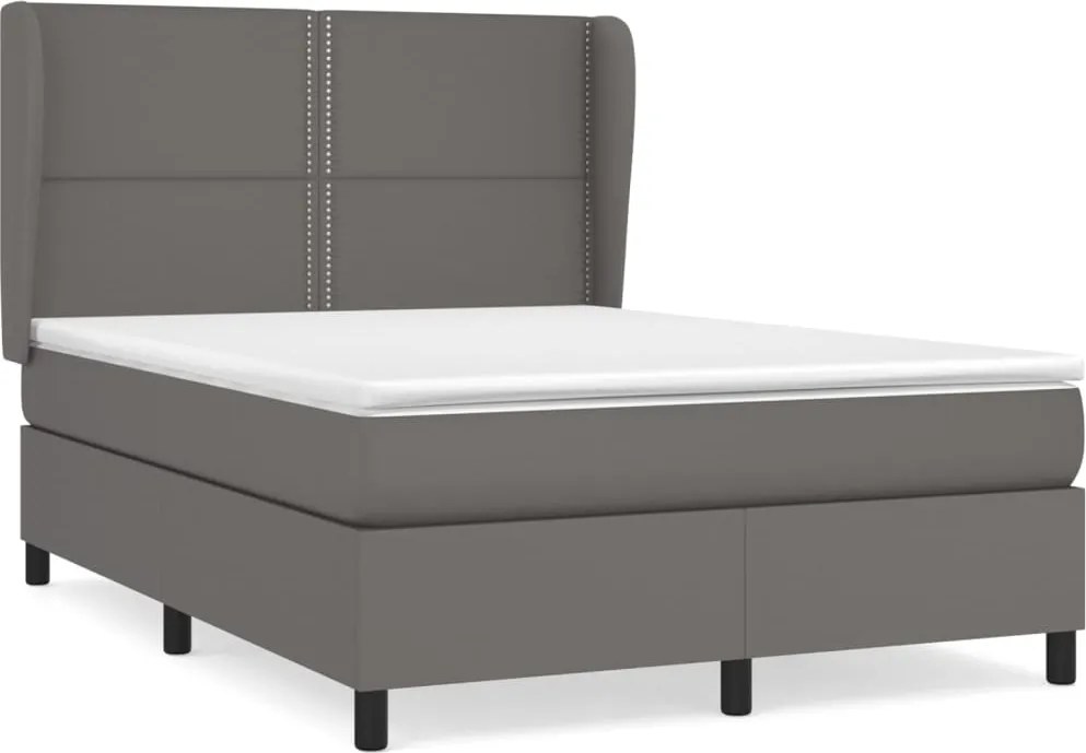 vidaXL szürke műbőr rugós ágy matraccal 140x190 cm
