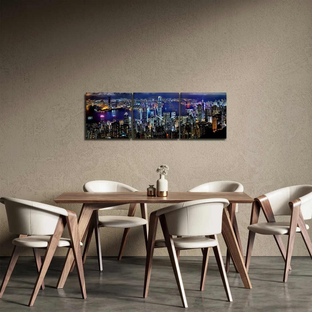 Éjszakai város képe (órával) (90x30 cm)