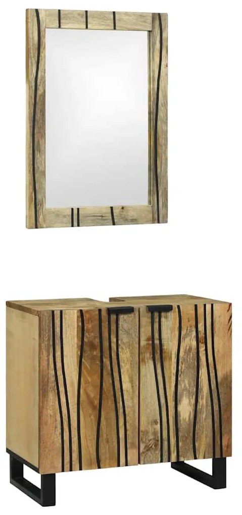 Fürdőszoba bútor szett polcokkal 2 pcs Barna 62 x 33 x 58 cm