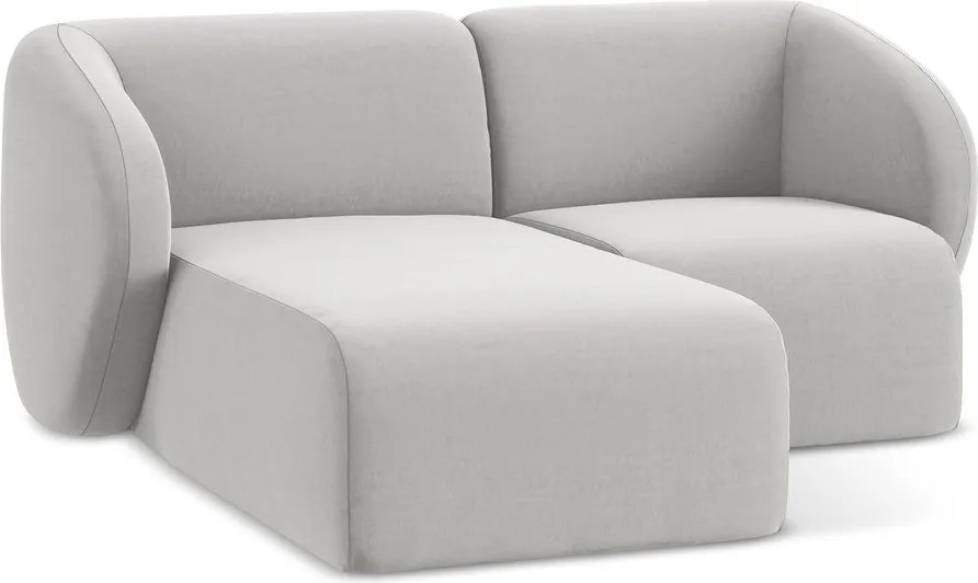 Világosszürke bársony sarokkanapé (bal oldali-heverő résszel) Lani – Makamii