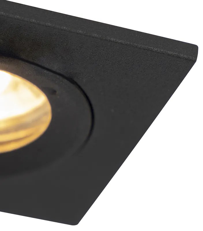 Okos süllyesztett spotlámpa fekete szögletes IP44, Wifi GU10-zel - Xena