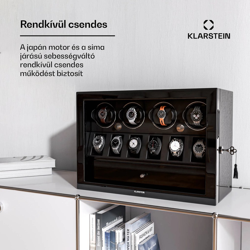 Klarstein ChronoVault óratekercselő, 4+6 óra, vegán, magas fényű, 4 üzemmód, Mabuchi motor, LED, aljzat