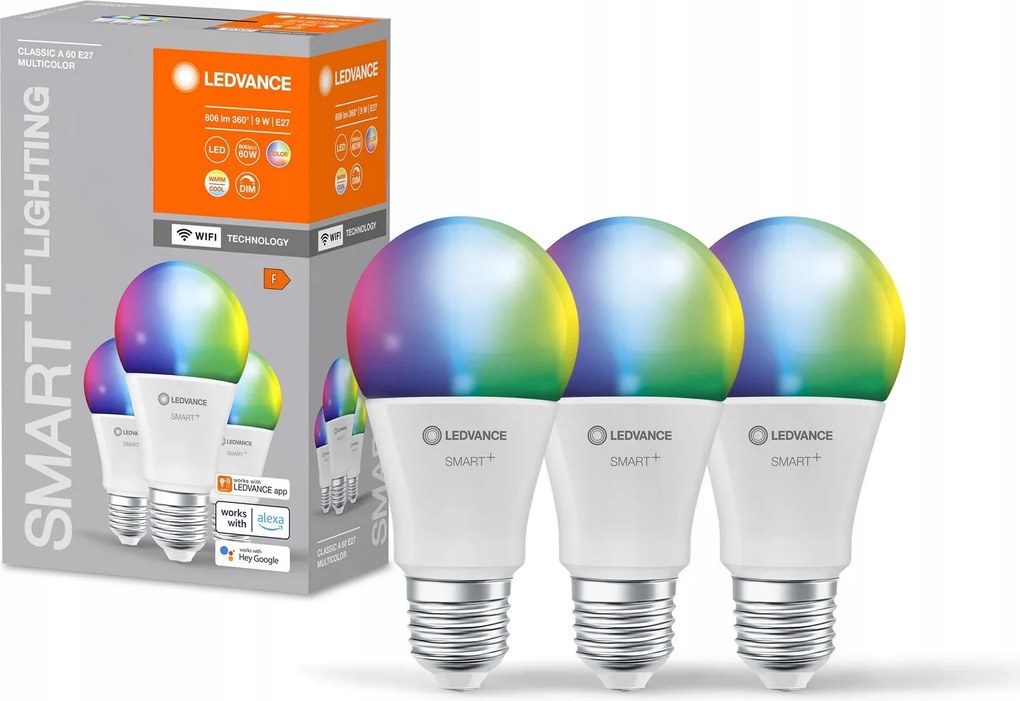 3PAK Led izzó E27 A60 9W 806lm Rgbw Smart+ WiFi Tompítható Ledvance