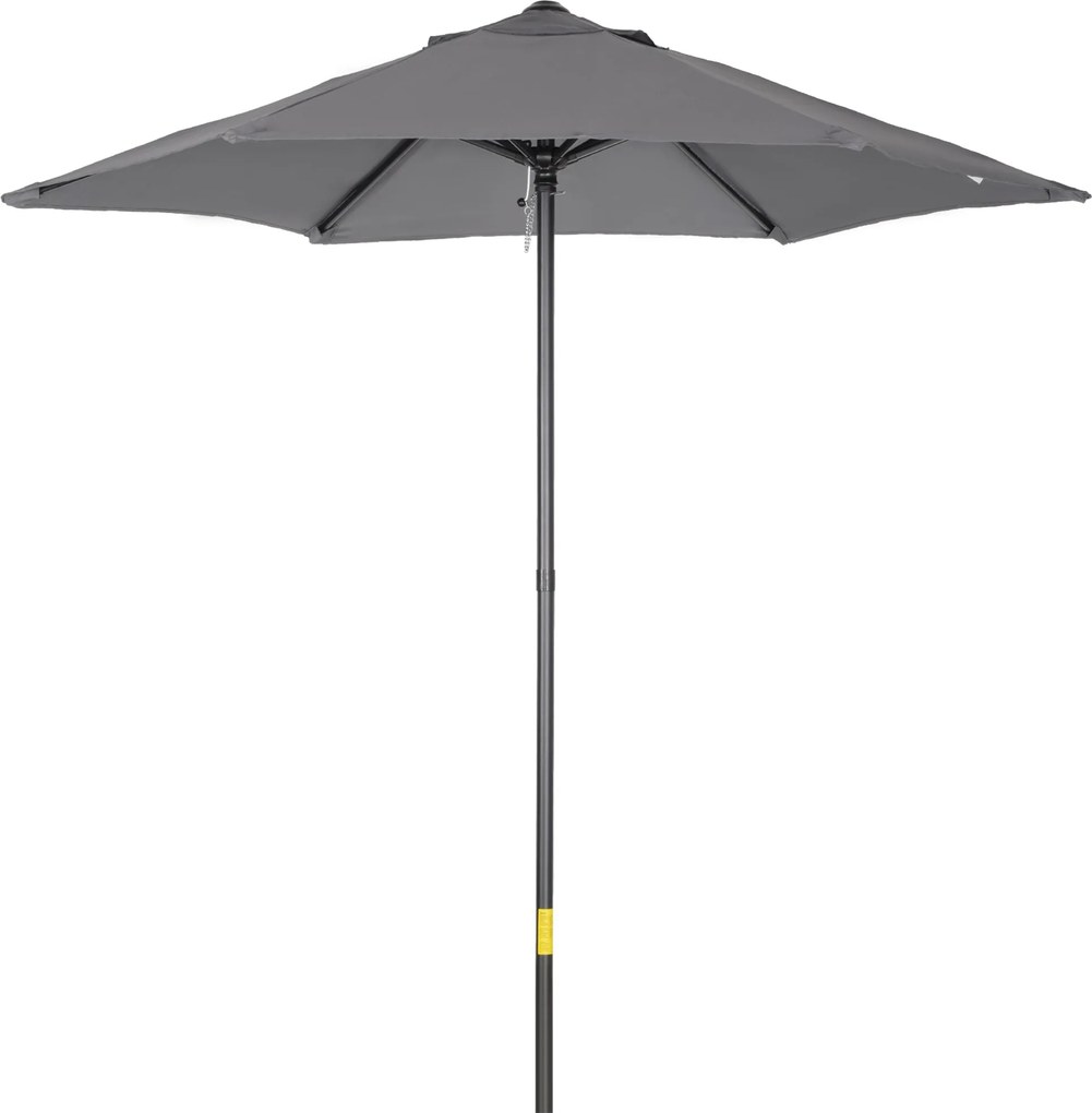 Outsunny 196 cm-es, hatágú ernyő erkélyre, strandernyő, szélálló, stabil piaci ernyő, forgatóernyő, napvédő a strandra, erkélyre és kertbe, Sötétszürk