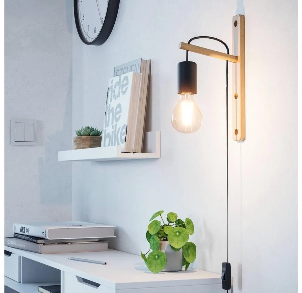 Eglo 44013 - Fali lámpa POCKLEY 1xE27/10W/230V barna/fekete