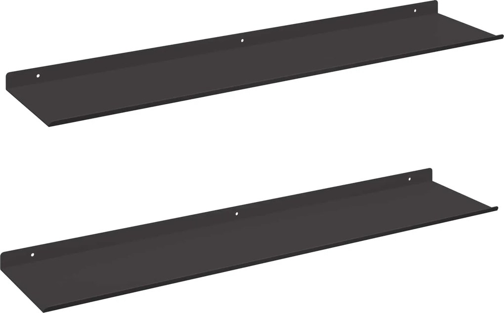 vidaXL Lebegő polc Falra szerelhető 2 pcs Fekete 80 x 18 x 2,5 cm Acél