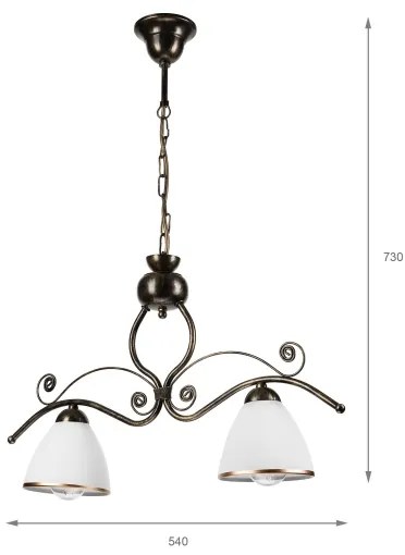 Csillár láncon RETRO 2xE27/60W/230V bronz/patinás