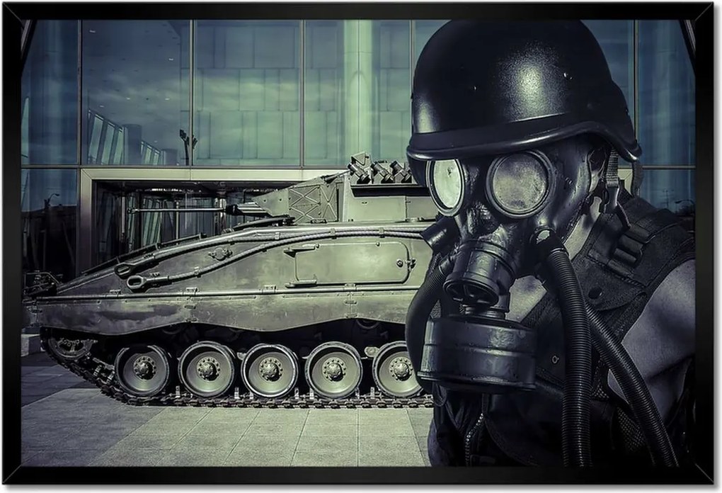 Poszterek keretben 60x40 Ember gázmaszkkal