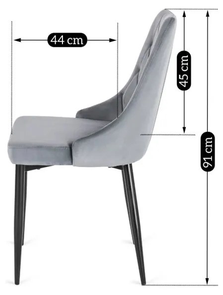 Scaun de sufragerie cu tapițerie din catifea gri IBIS