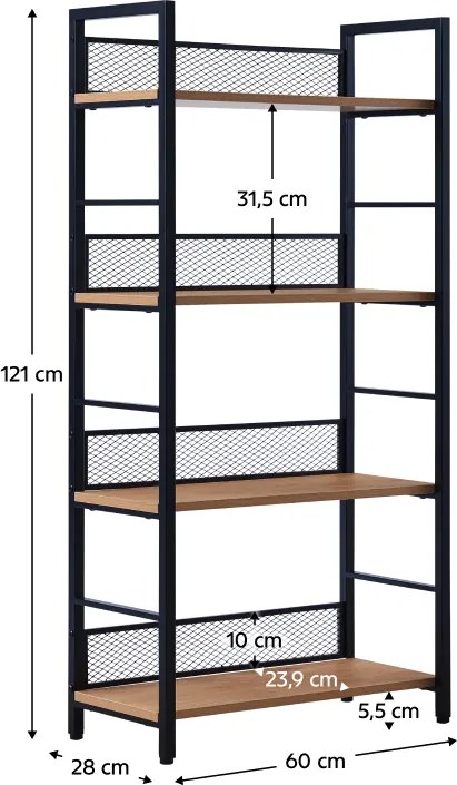 Polcállvány, fekete/tölgy, KELER TYP 1