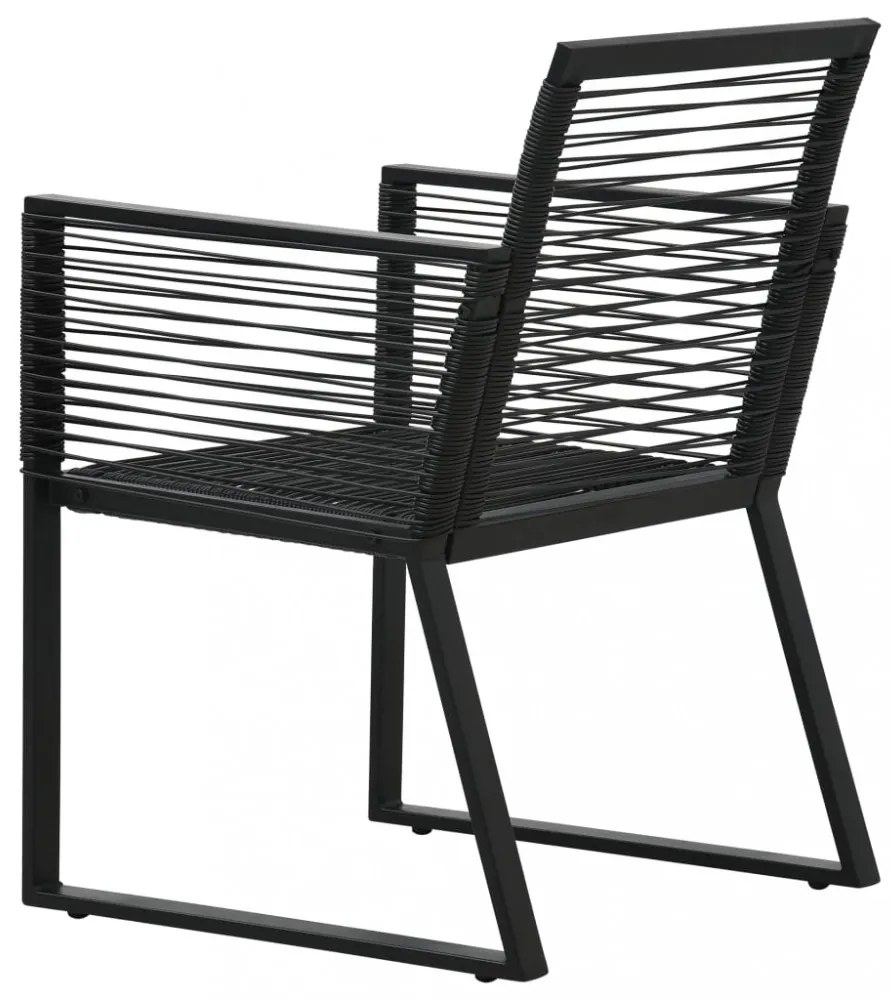 3 részes fekete PVC rattan kültéri étkezőgarnitúra