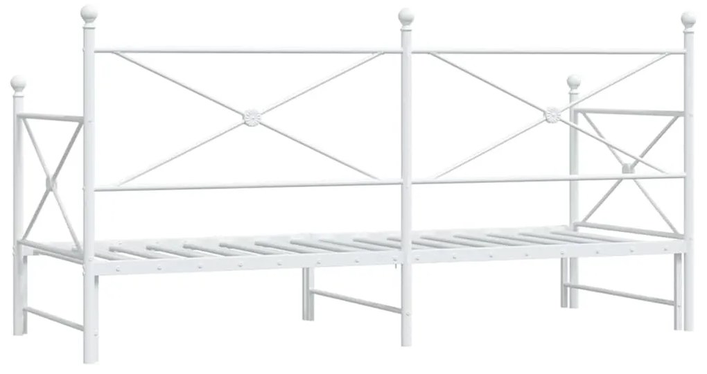 Daybed with Trundle without Mattress White 80x200 cm acél