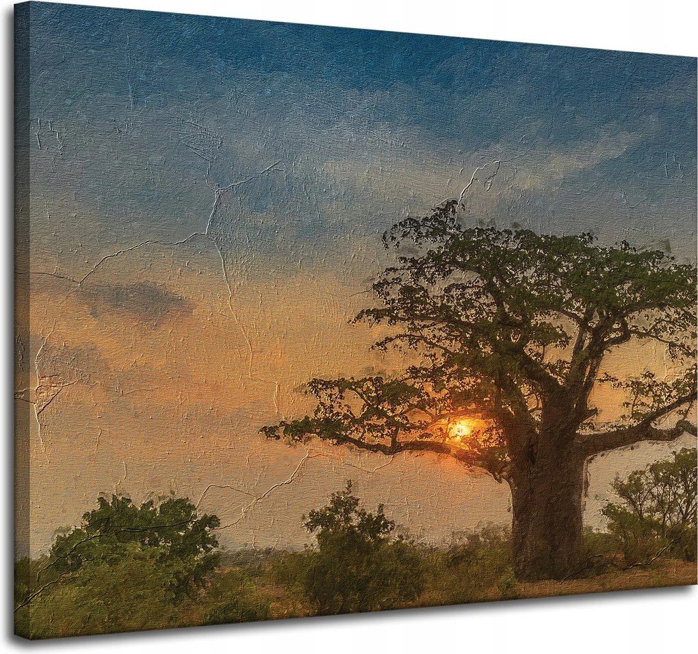 Vászonkép Lenyugvó nap a szavannán 100x80 cm Ideális ajándék