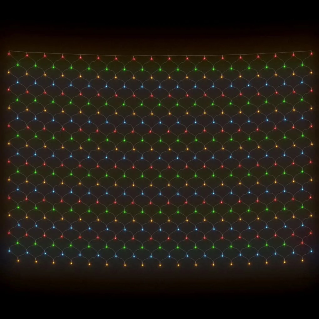 színes kültéri hálós karácsonyi világítás 306 LED-del 3 x 3 m