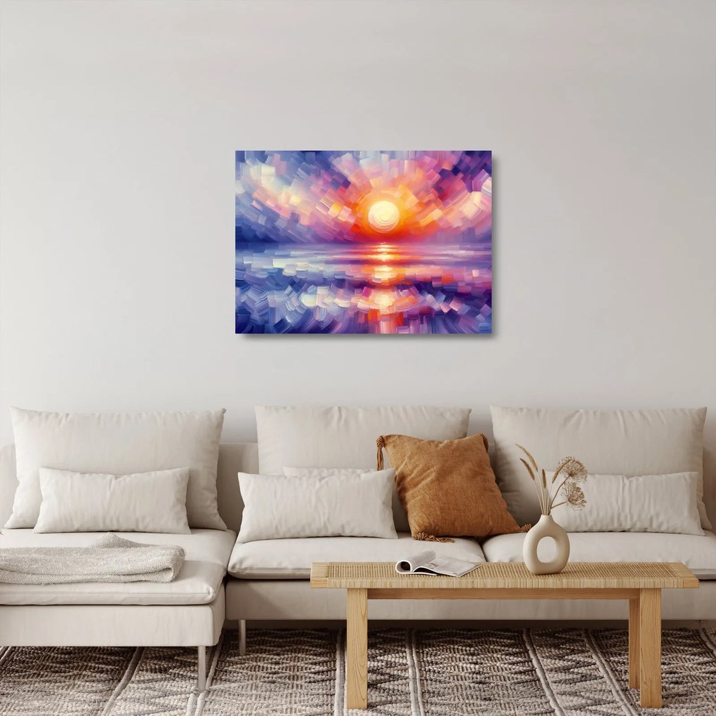 Üveg kép - Színes művészi naplemente (70x50 cm)