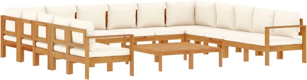 vidaXL 10 részes tömör akácfa kerti ülőgarnitúra párnával