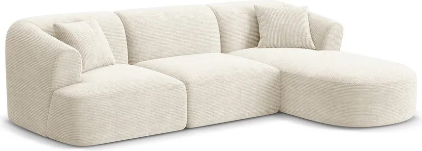 Bézs kordbársony sarokkanapé (jobb oldali-heverő résszel) Campi – Cosmopolitan Design