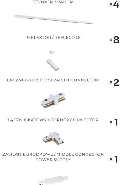 Zuma Line 3587 - LISA sínrendszerbe szerelhető spotlámpa 8xGU10/35W/230V, fehér