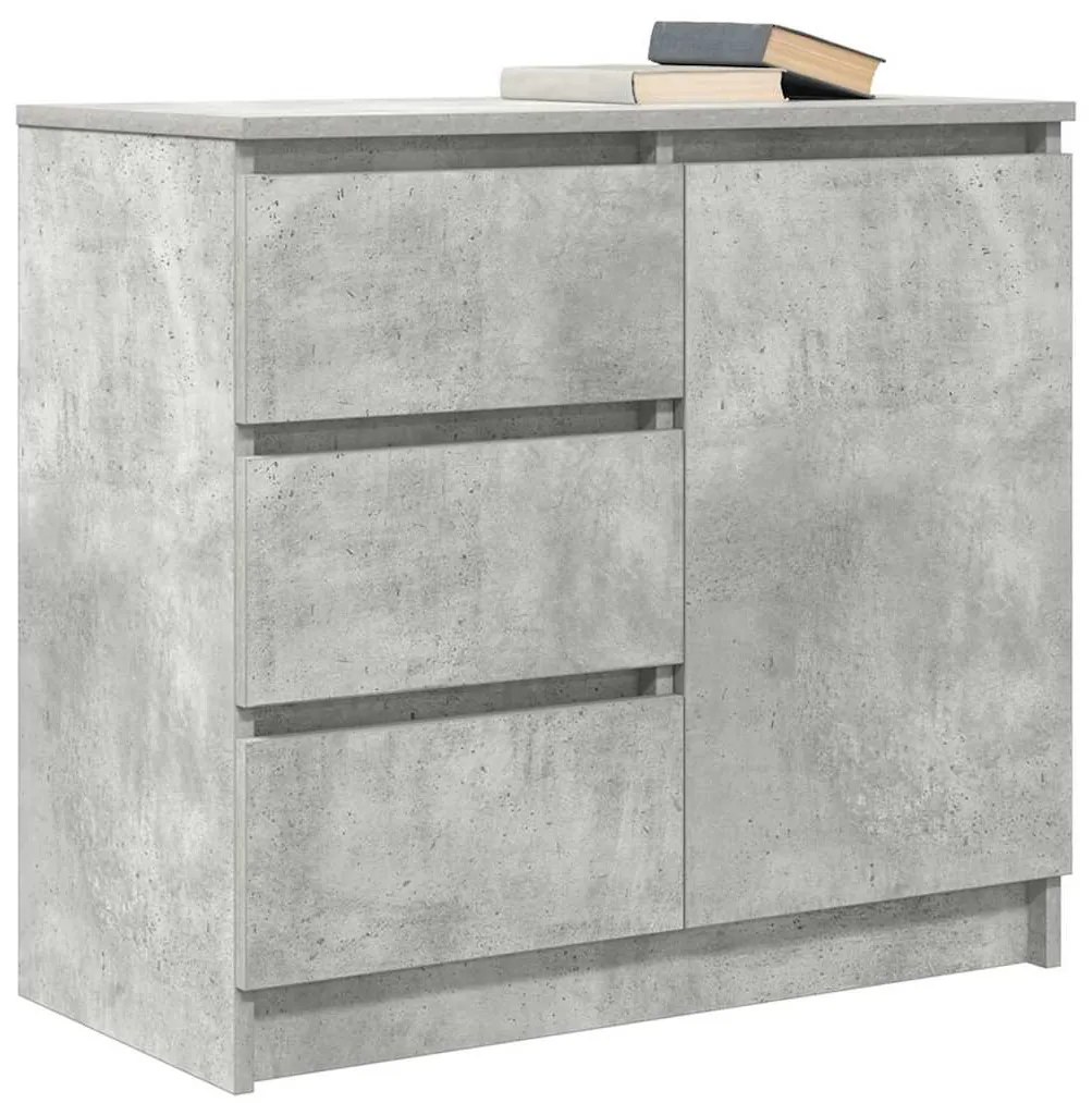 betonszürke szerelt fa tálalószekrény fiókos 71x35x65 cm