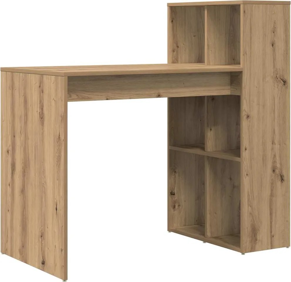 vidaXL Asztal polcokkal Artisan tölgy 108 x 55 x 103.5 cm Faanyag