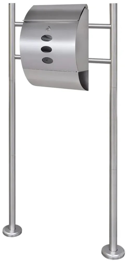 Rozsdamentes acél postaláda állványon