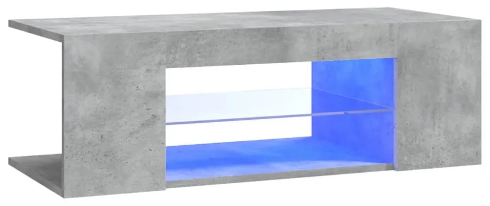 betonszürke TV-szekrény LED lámpákkal 90 x 39 x 30 cm