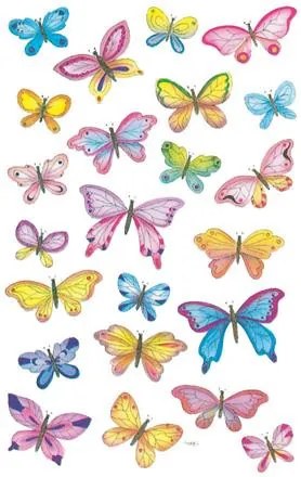 Matrica, papír, 3 ív, 76x120 mm, AVERY ZWECKFORM, Z-Design No.4390, pillangók (AY4390)