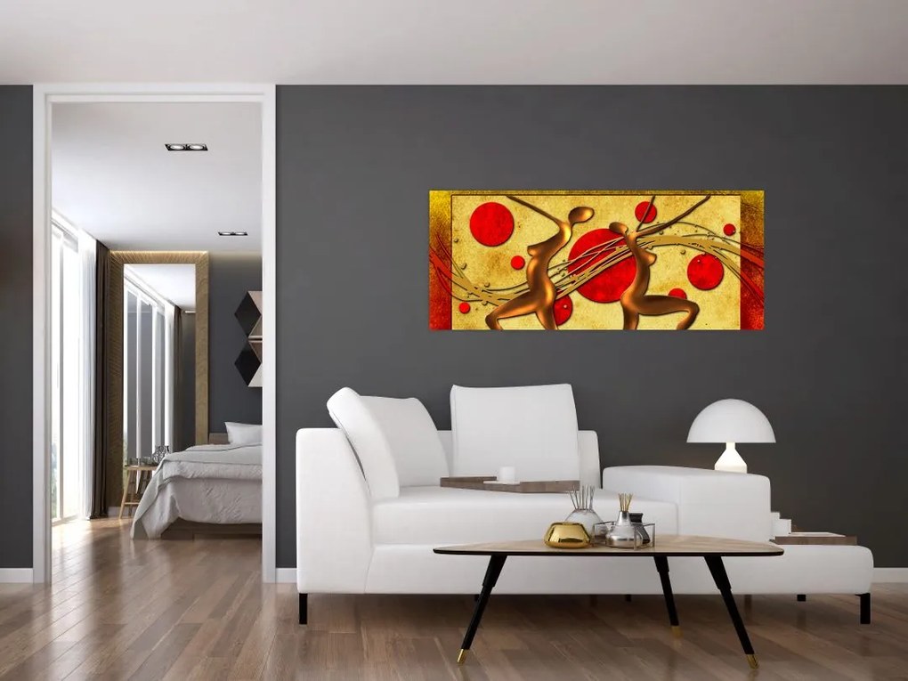 Absztrakt kép két nővel (120x50 cm)