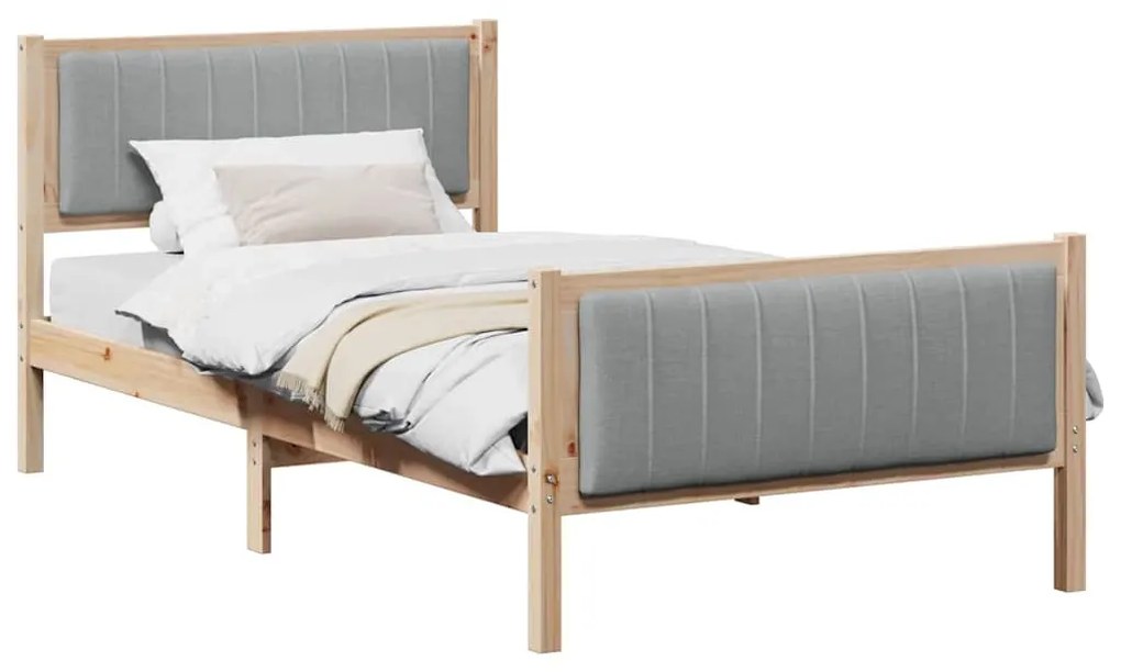 Ágykeret Barna és világosszürke 100 x 200 cm Tömör fenyőfa