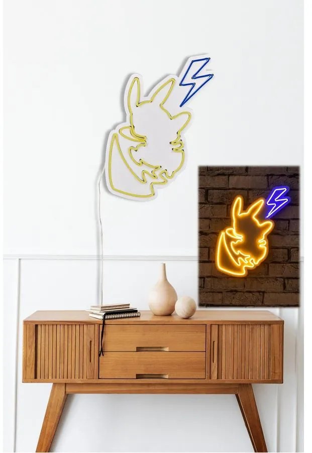 Műanyag LED-es fali dekoráció, Pikachu - Sárga Blue