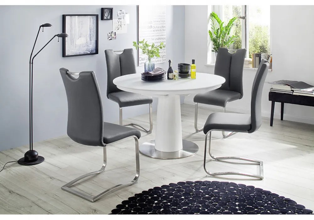 Waris Matt Fehér Lakkozott MDF-Üveg Bővíthető Étkezőasztal 120-160cm