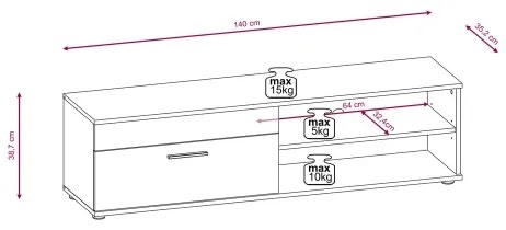 Nappali szekrénysor BRICK fehér/fekete