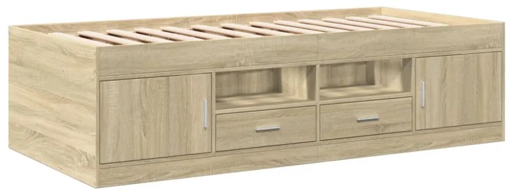sonoma tölgy kanapéágy fiókkal matrac nélkül 100x200 cm