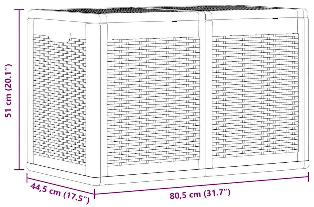 szürke PP rattan kerti tárolóláda 180 L