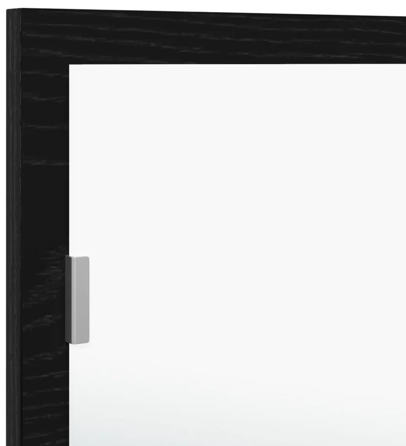 LED tükör fürdőszobához fekete tölgyből, 100x8,5x37 cm mérnöki fa