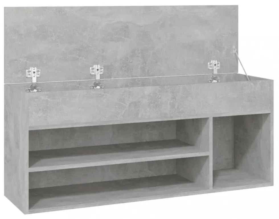 betonszürke szerelt fa cipőtároló pad 105 x 30 x 45 cm