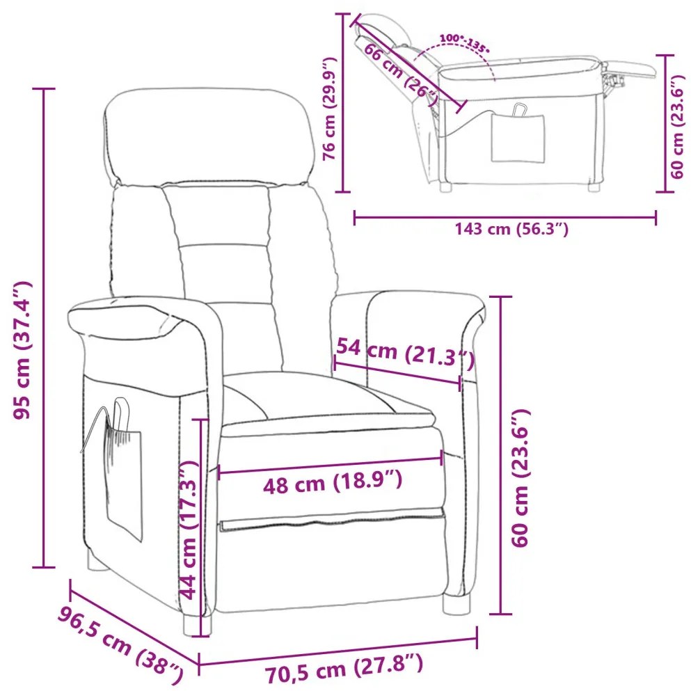 Masszázsszék Világosszürke 70.5 x 96.5 x 95 cm Poliészter