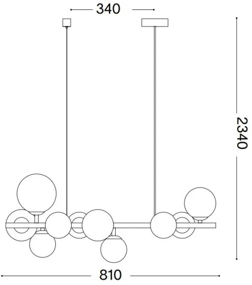 Ideal Lux - LED Csillár zsinóron PERLAGE 10xG9/3W/230V 81 cm fekete/füstös