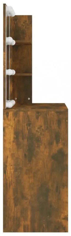 füstös tölgyszínű LED-es fésülködőasztal 74,5 x 40 x 141 cm