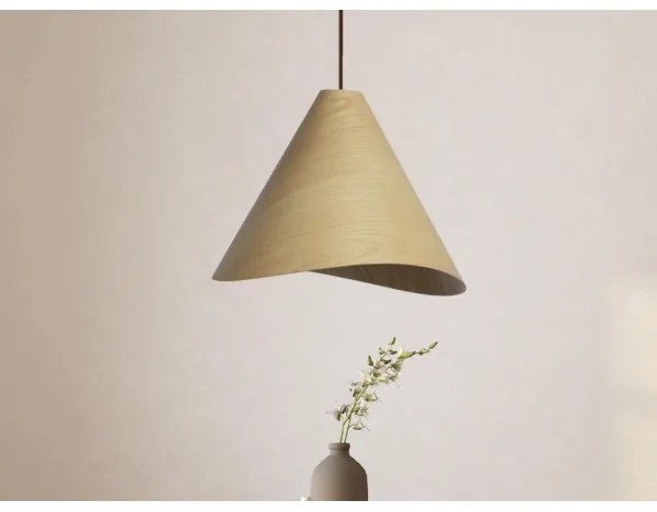 Tömörfa függőlámpa zsinóron, 1x E27/60W/230V, Ø 45 cm — tömör tölgy és kaucsukfa kivitel