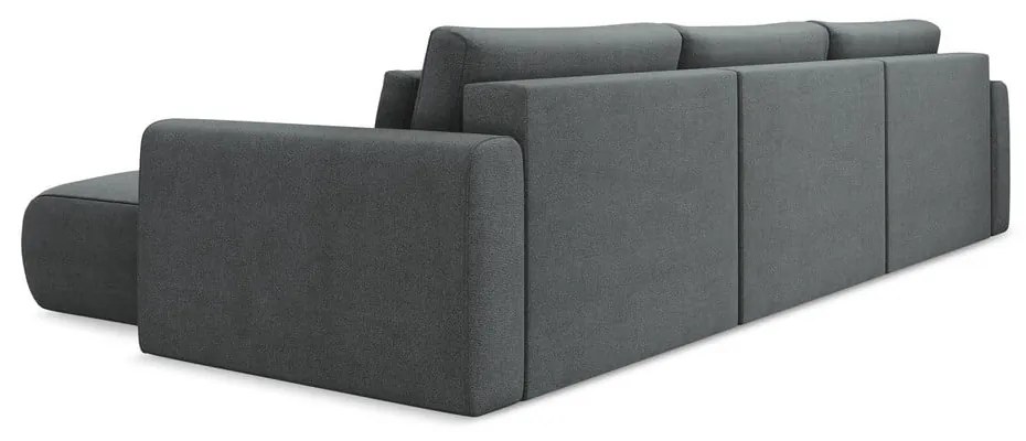 Sötétszürke kinyitható-tárolóhelyes (U alakú) sarokkanapé Kapua – Makamii