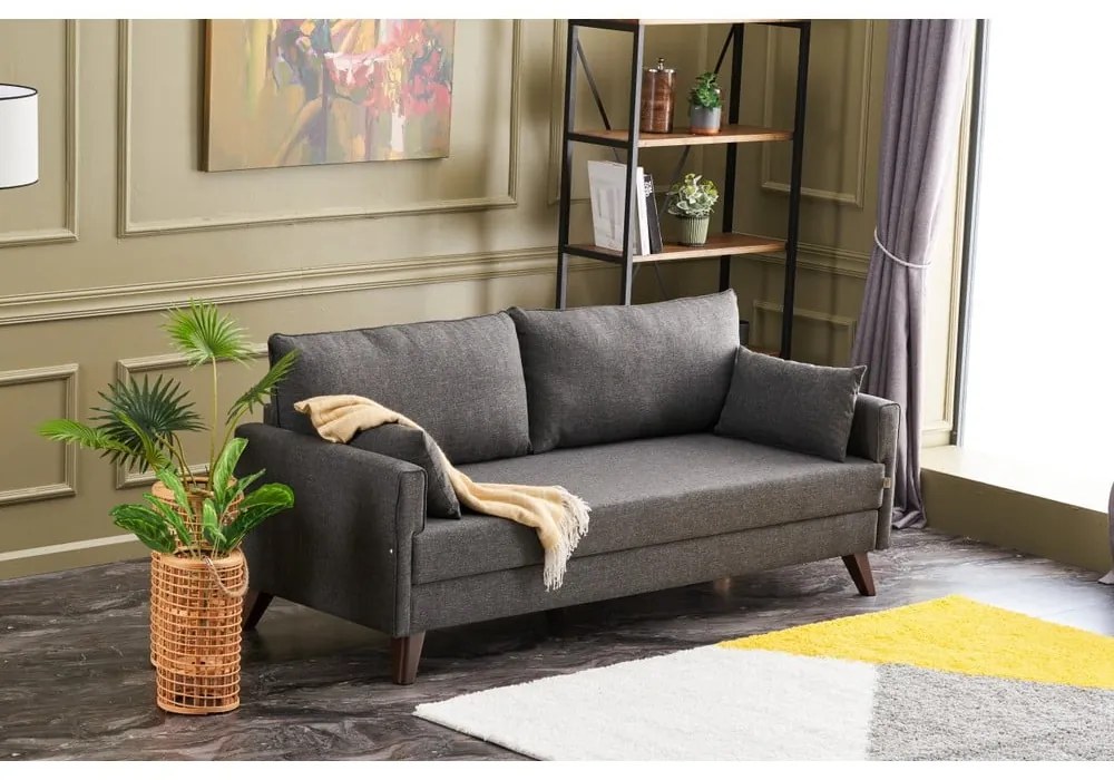 Antracitszürke kinyitható kanapé 208 cm Bella – Balcab Home