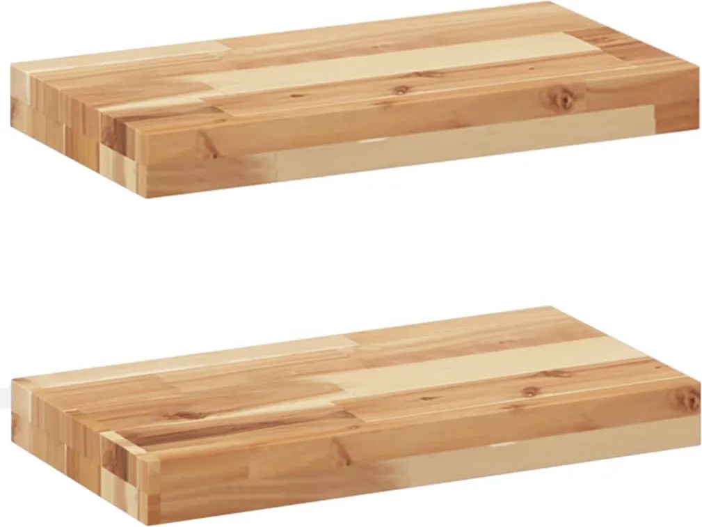 vidaXL 2 db olajbevonatú tömör akácfa függőpolc 60 x 20 x 4 cm