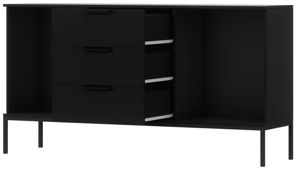 RATINA komód, 150x80x40, artisan tölgy/fekete matt