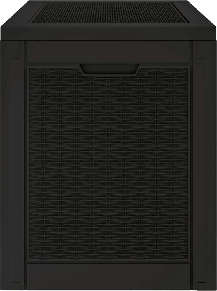 vidaXL fekete polipropilén kerti tárolóláda 55,5x43x53 cm