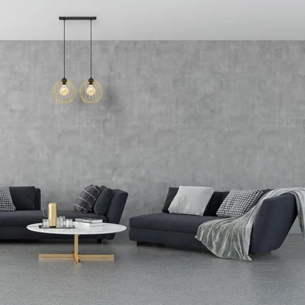 Csillár zsinóron MERCURE 2xE27/15W/230V arany/fekete