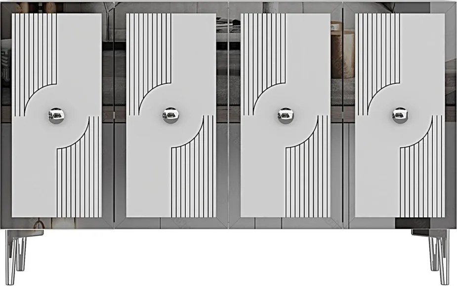 Pega komód, fehér-ezüst, 120 cm