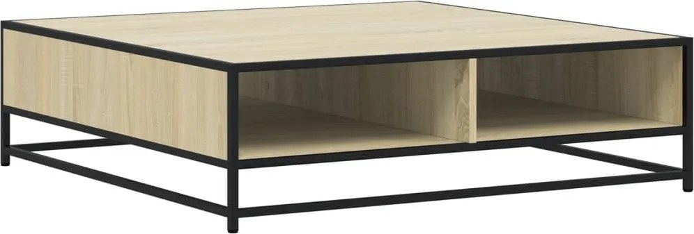vidaXL sonoma tölgy szerelt fa és fém dohányzóasztal 100 x 100 x 30 cm